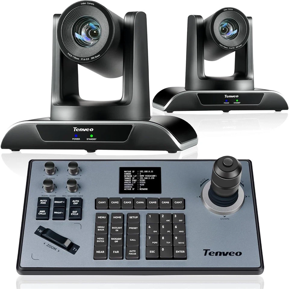 Tenveo PTZ Camera And Controller Bundle/Kits For Church Worship Services Live Streaming Conference