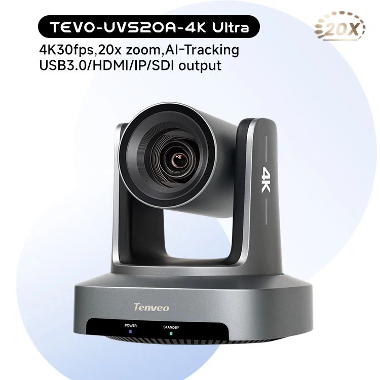 Tenveo 4K 자동 추적 SDI USB IP 20X PTZ Conference 카메라